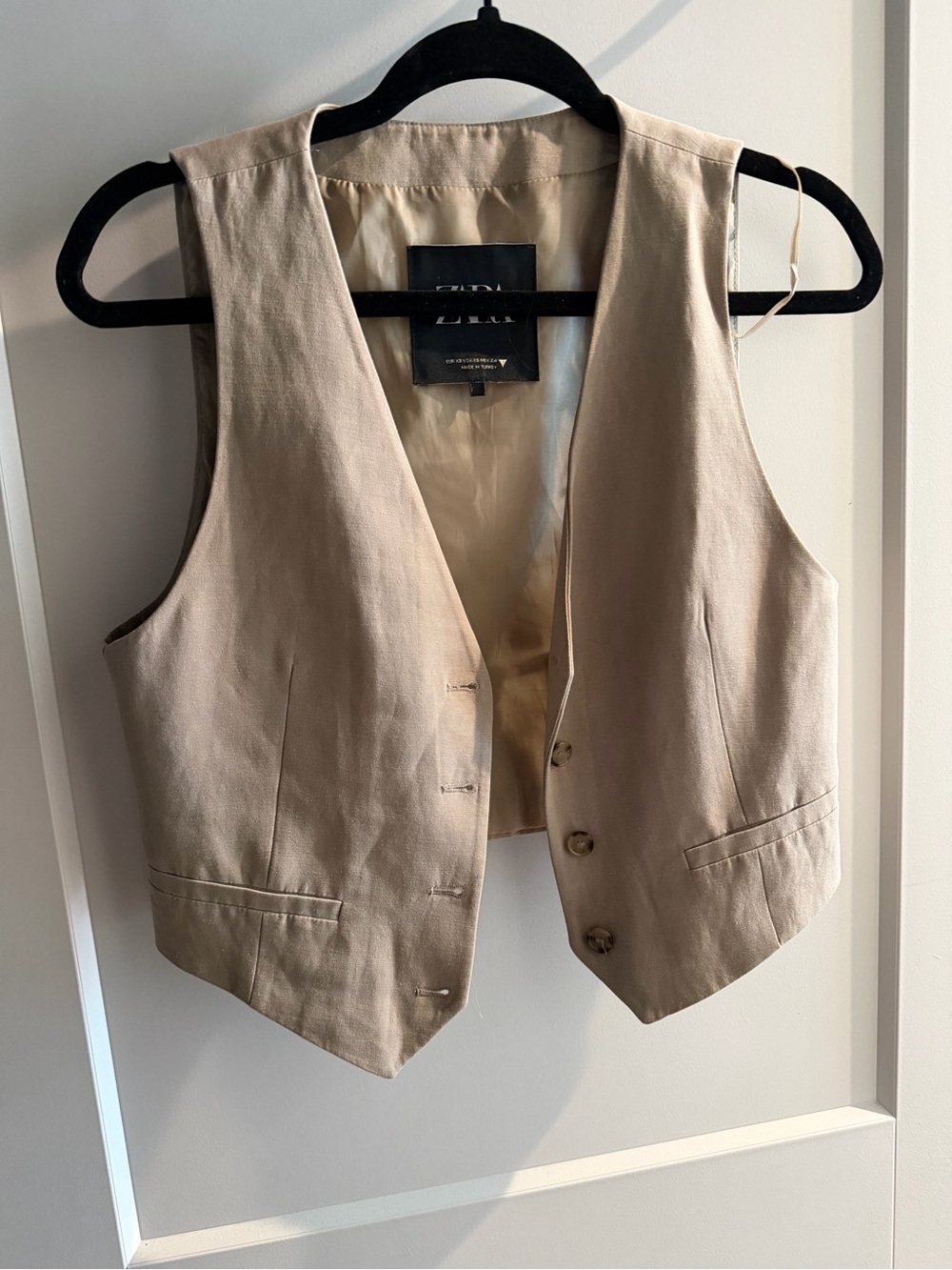 Zara Beige Tailored Waistcoat Vest